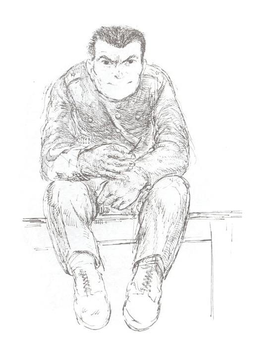 Oficer śledczy Józef Dusza - wyróżniający się okrucieństwem - grafika T. Kubalskiego "Zbroja"